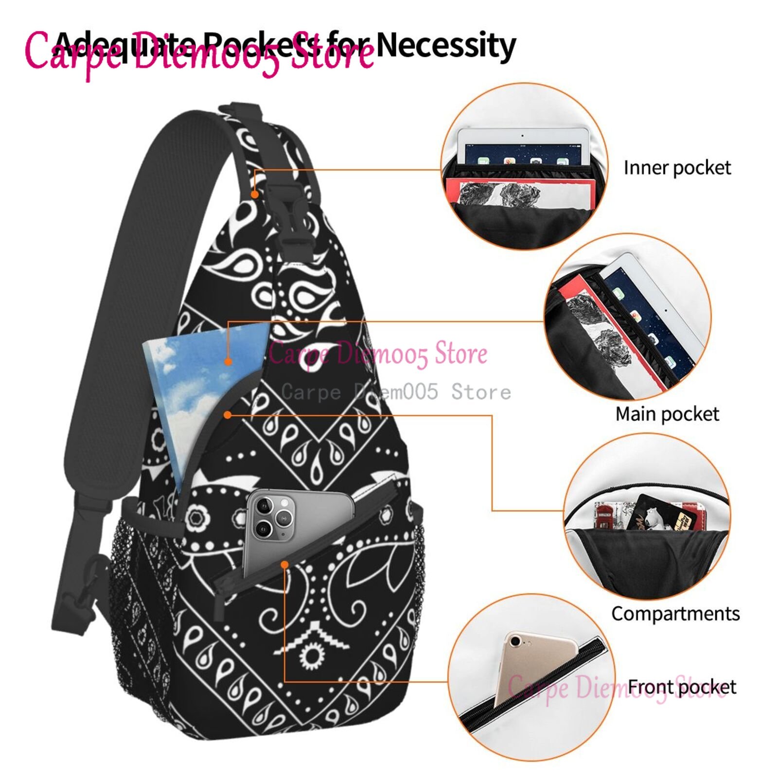 Black And White Paisley Chican - Bandana Blank White บทวิจารณ์และราคา