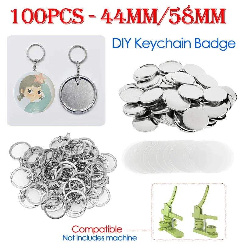 100PCS 44mm 58mm Keychains Bad - Button Badge Blank บทวิจารณ์และราคา