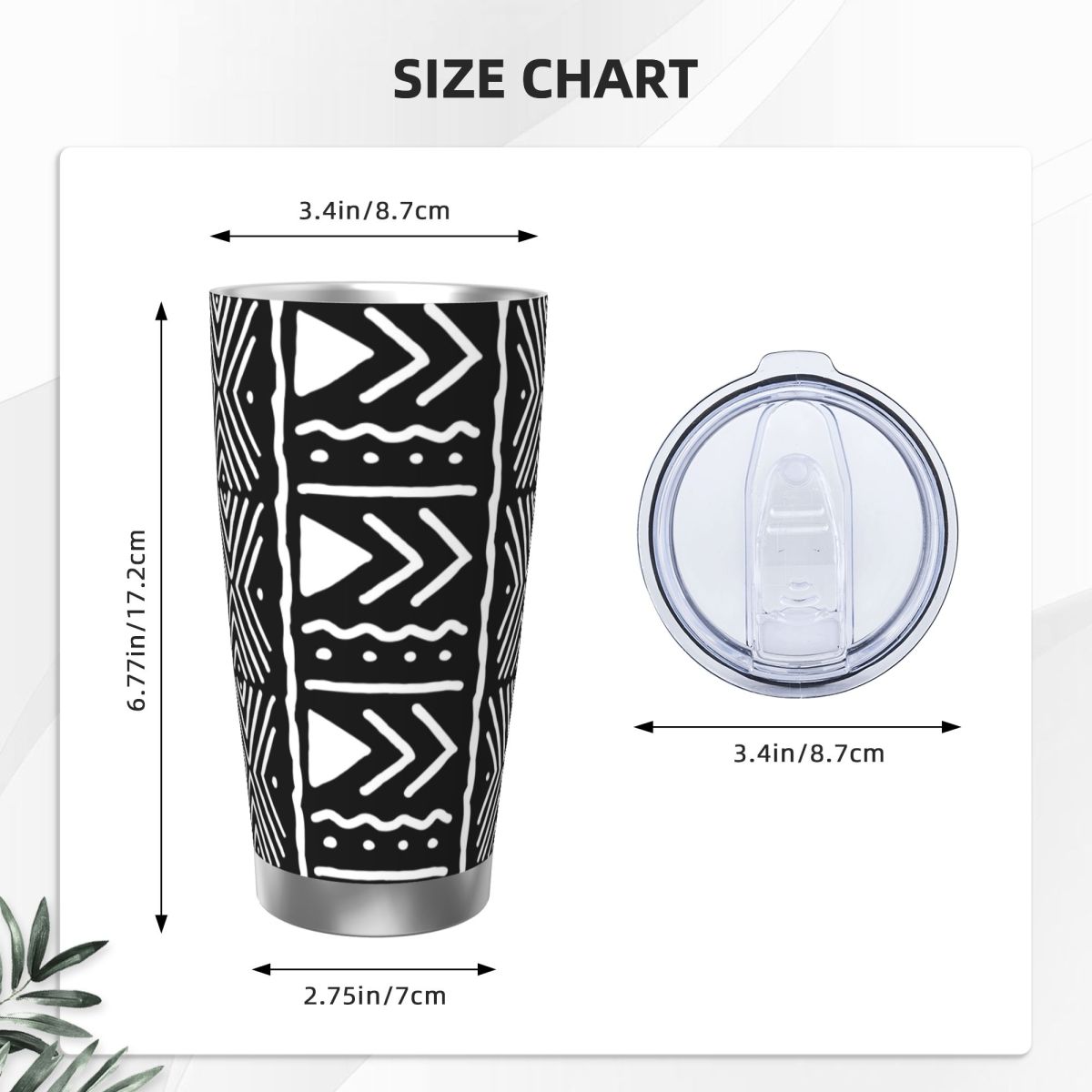 Black And White African Bogola - Tumbler 20Oz White บทวิจารณ์และราคา