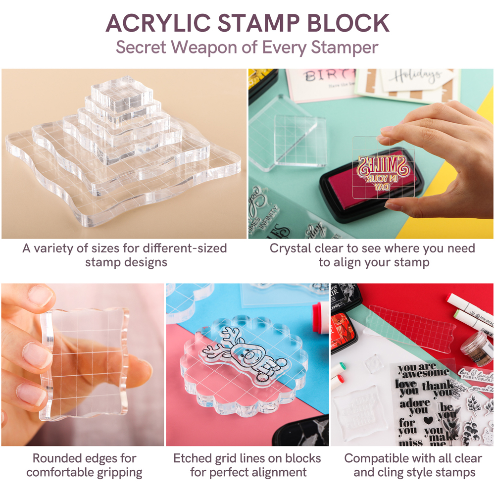 3pcs Clear Acrylic Stamp Block - Photo Acrylic Block บทวิจารณ์และราคา
