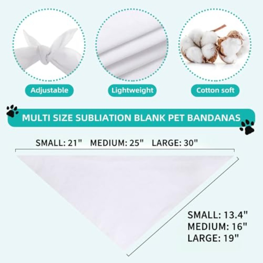 Blank Dog Bandanas Large-1PCS, - Bandana Blank White บทวิจารณ์และราคา