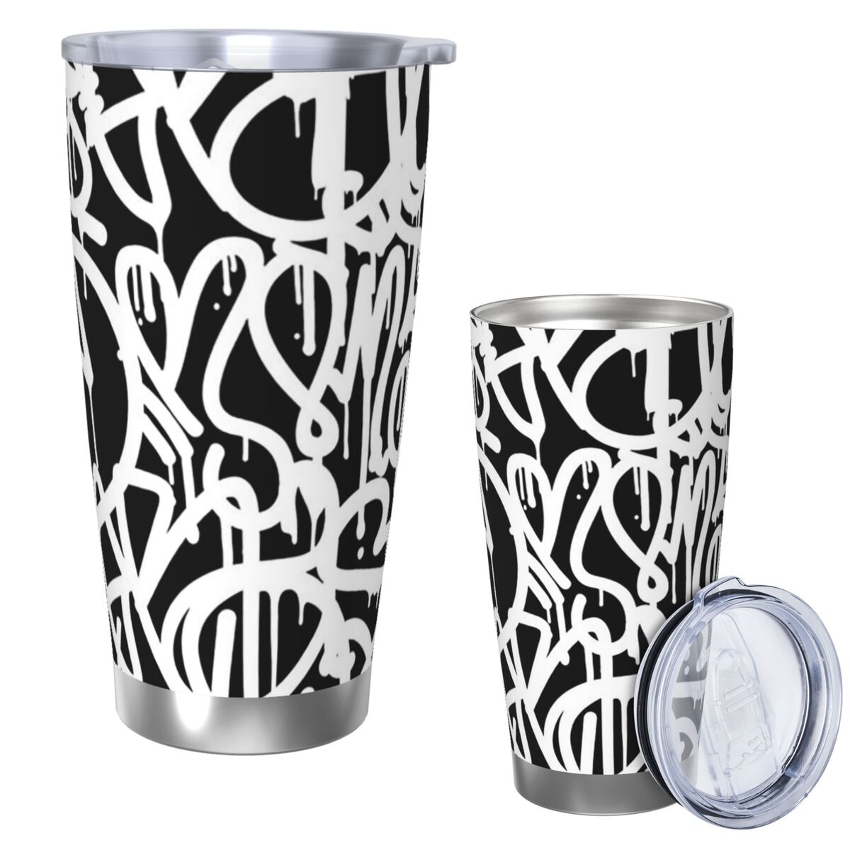 Black And White Graffiti Stain - Tumbler 20Oz White บทวิจารณ์และราคา