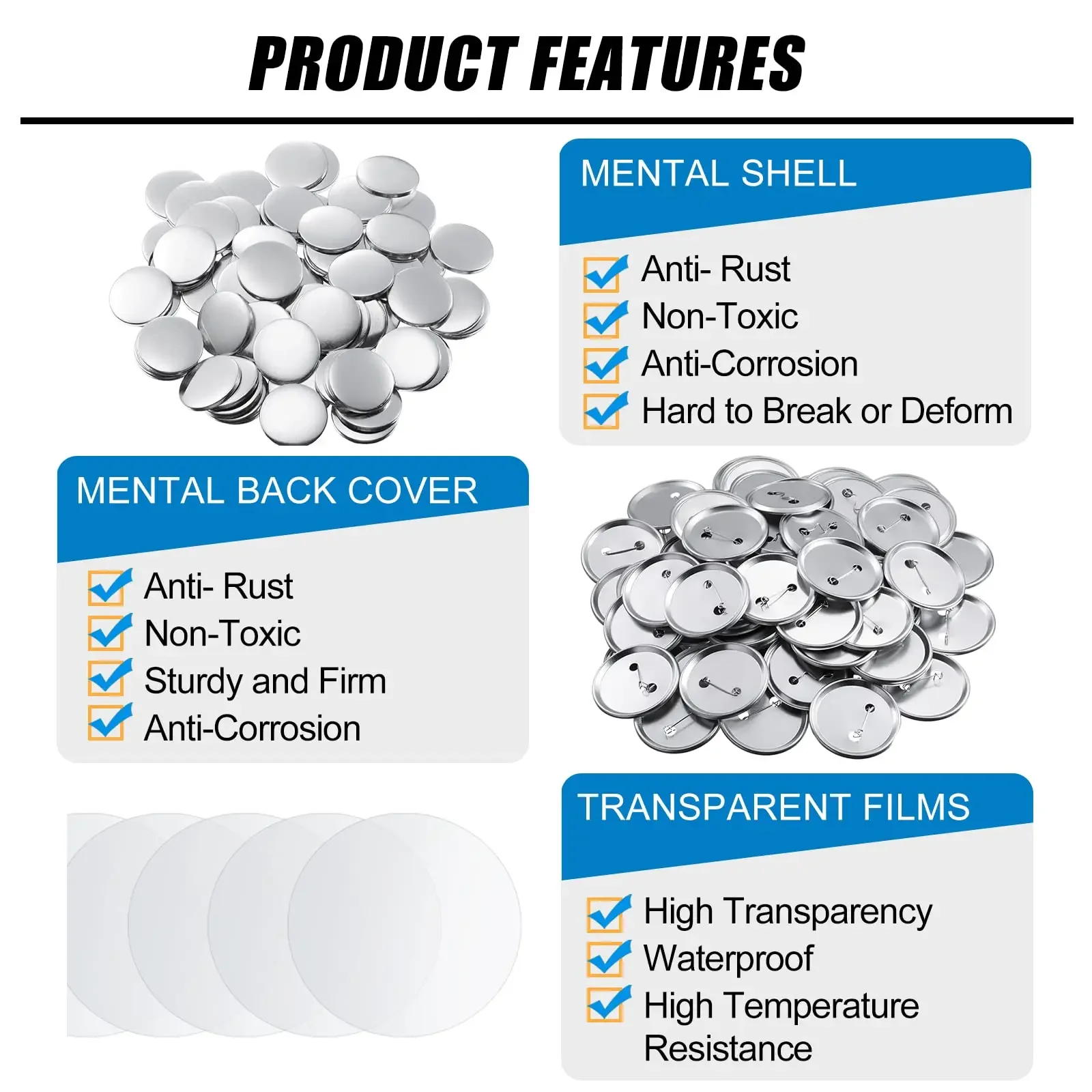 100PCS Blank Button Making Sup - Button Badge Blank บทวิจารณ์และราคา
