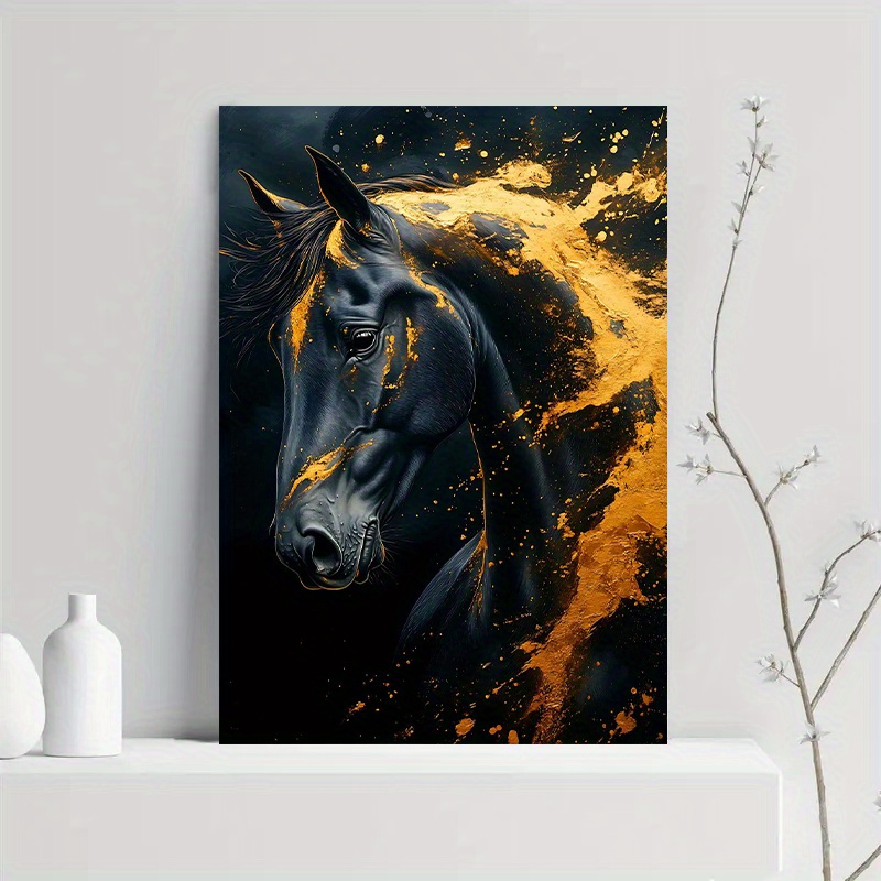 1pc Elegant Black Horse Canvas - Canvas Wrap Ready บทวิจารณ์และราคา