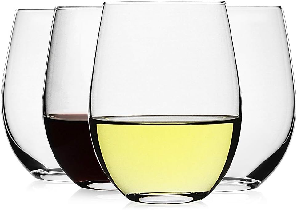 Stemless Wine Glasses Set of 4 - Tumbler 20Oz White บทวิจารณ์และราคา