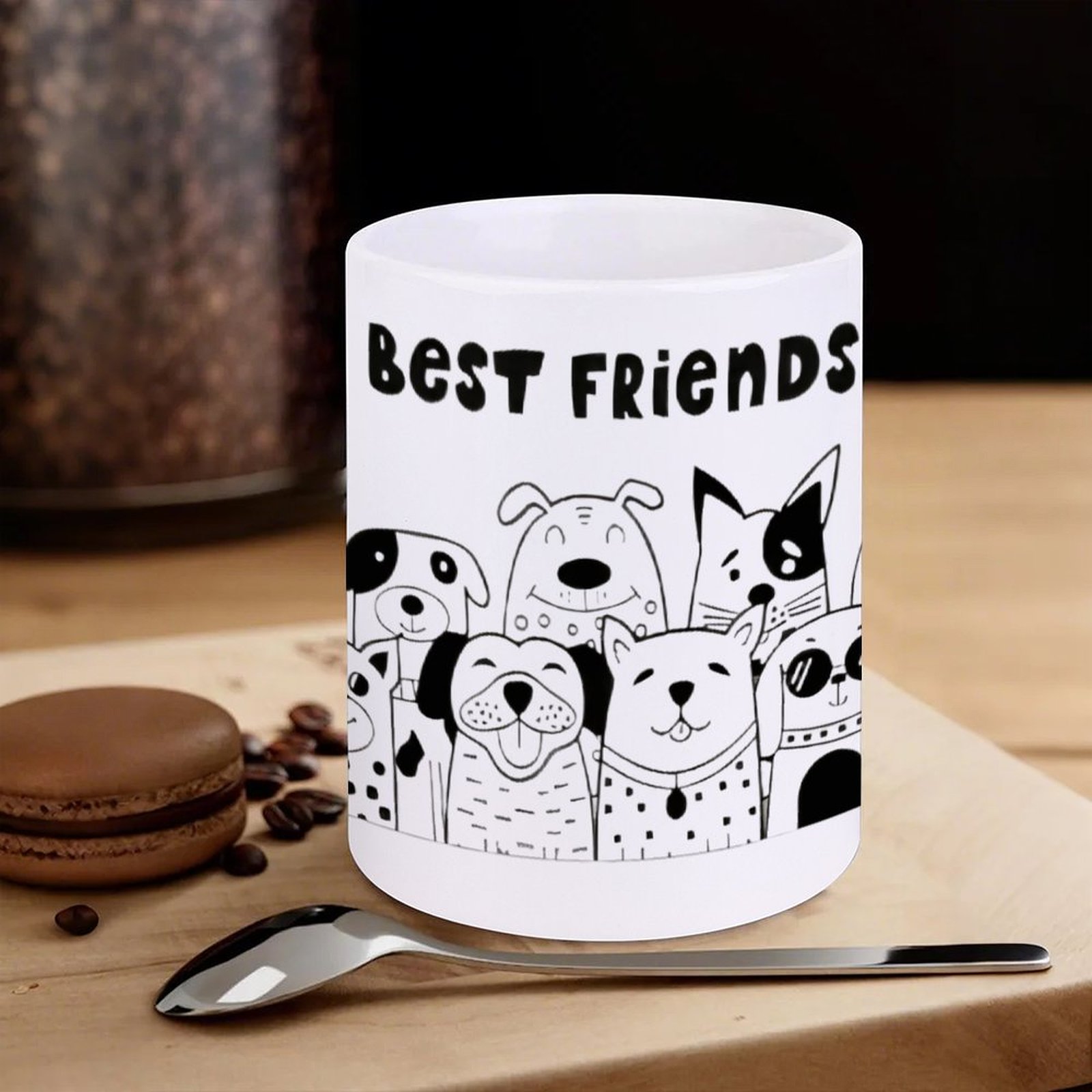 Illustration Of Dogs With The  - Sublimation Mug White บทวิจารณ์และราคา